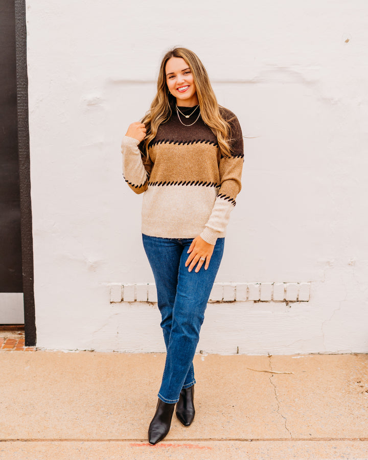 Karen Kane: Contrast Stitch Sweater in Multi Color 3L89983