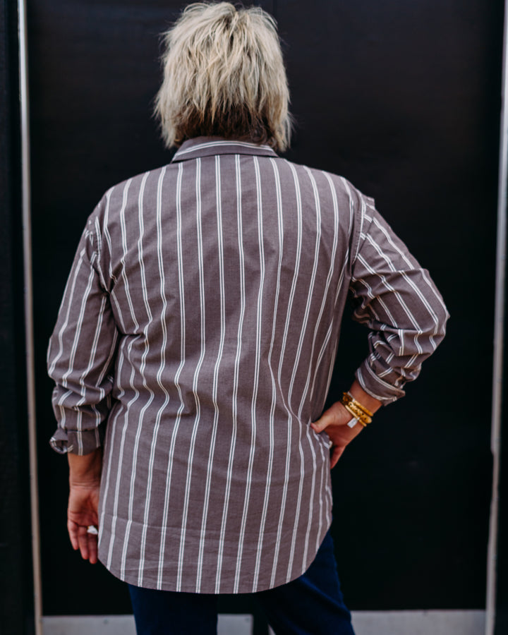 Z Supply: Seaport Striped Poplin Shirt in Sandalwood