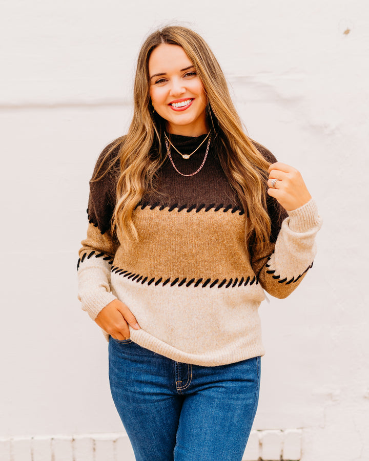 Karen Kane: Contrast Stitch Sweater in Multi Color 3L89983