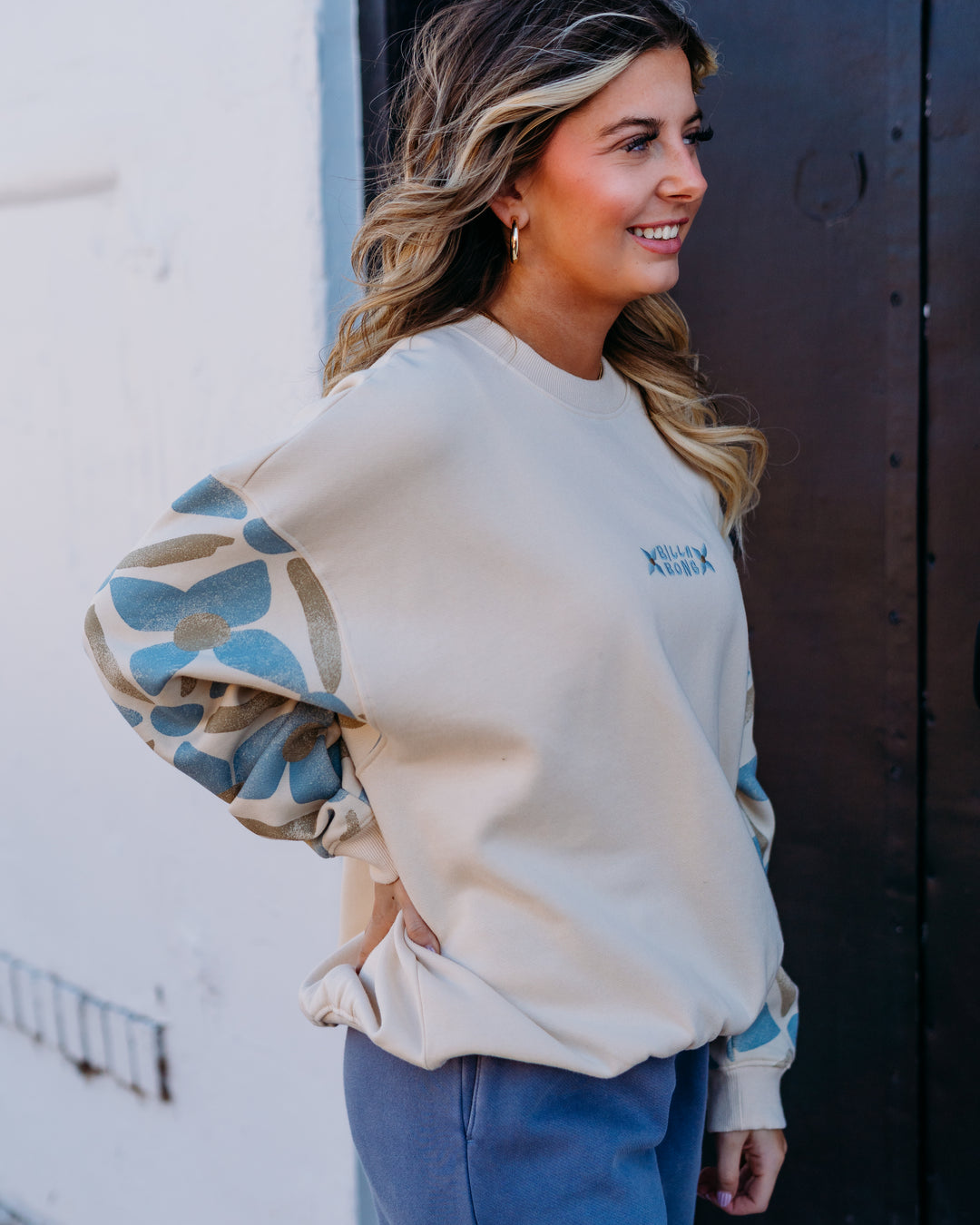 Billabong: Atlas Tide Kendal Crew Sweatshirt in White Cap