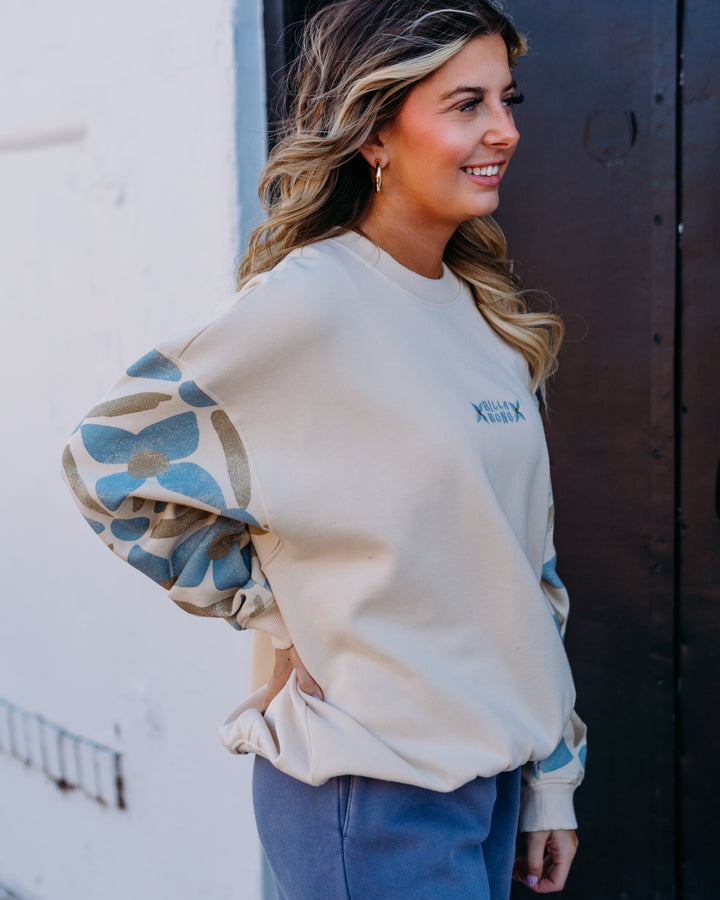 Billabong: Atlas Tide Kendal Crew Sweatshirt in White Cap