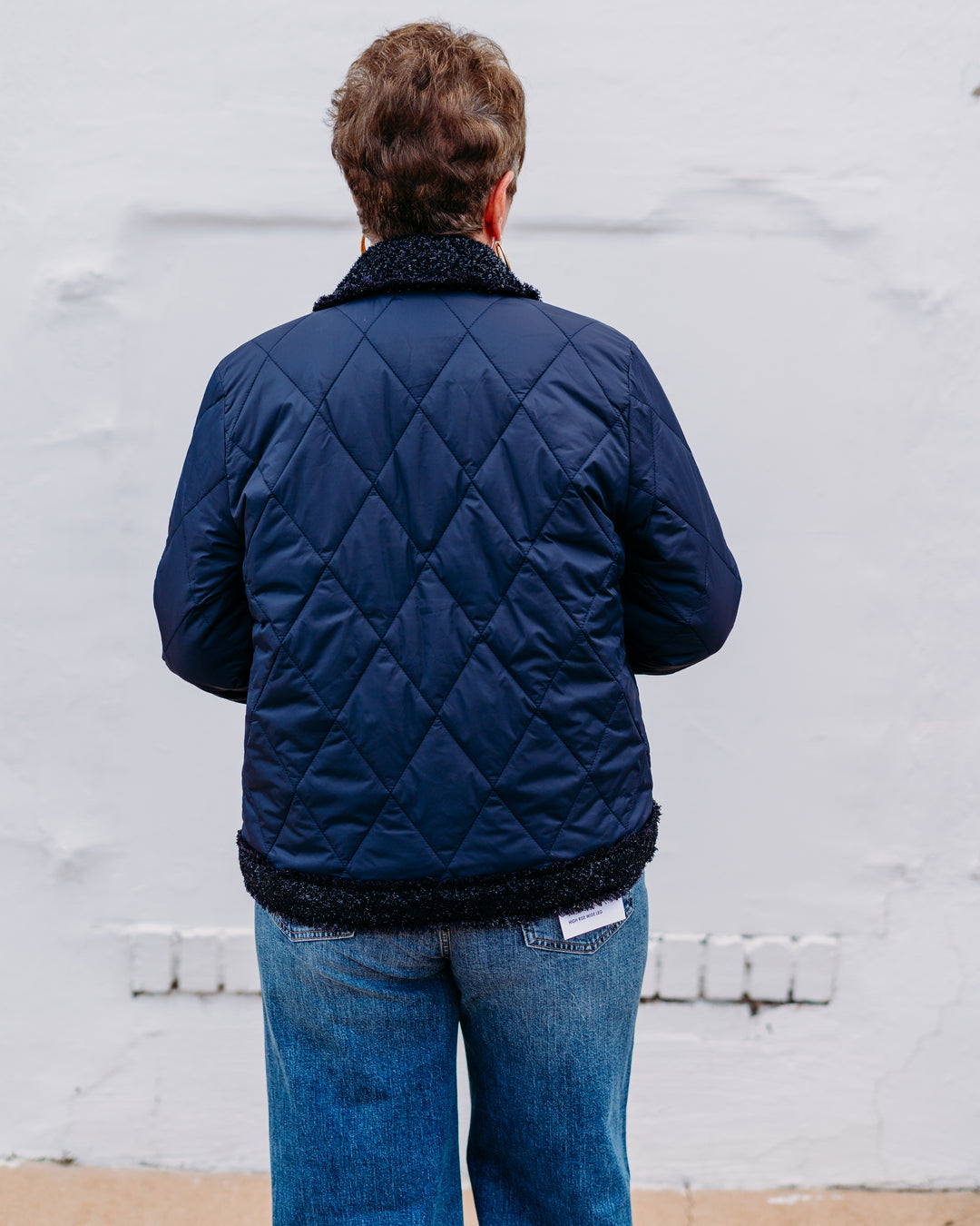 French Dressing Jeans: Indigo Quilted Sparkle Tweed Jacket 1458209