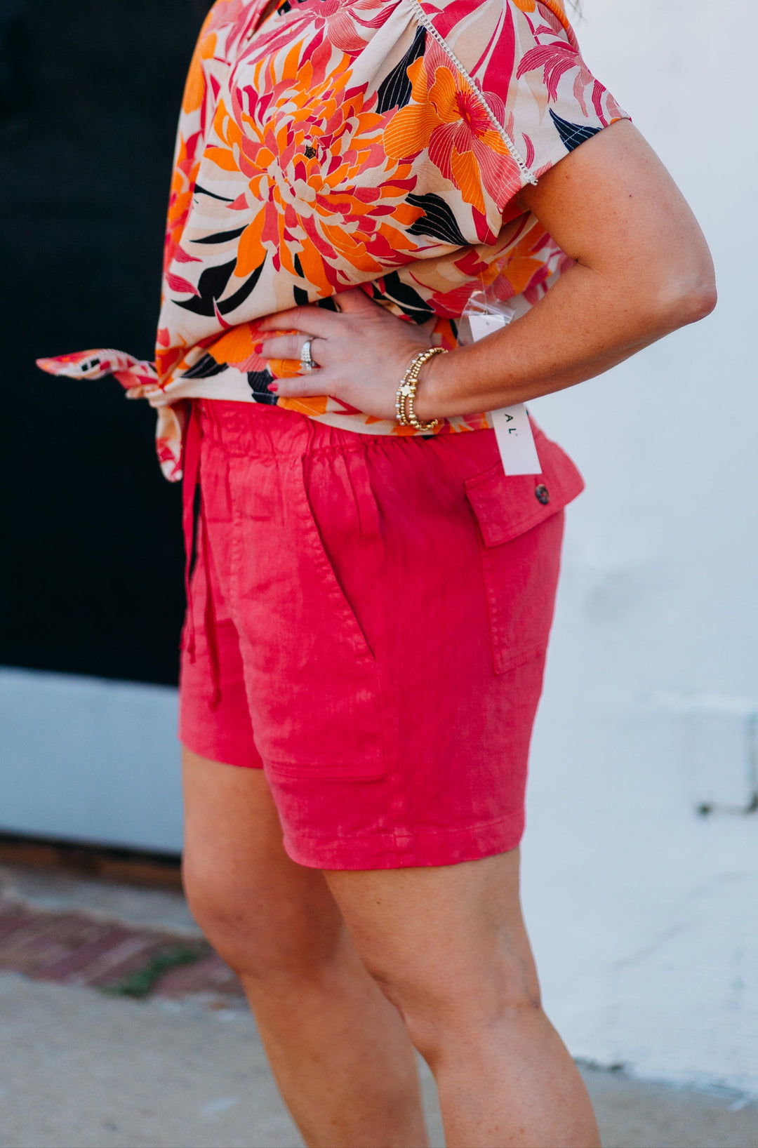 Kut: Katana High Rise Short Drawstring in Watermelon