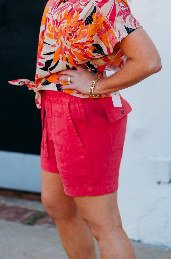 Kut: Katana High Rise Short Drawstring in Watermelon