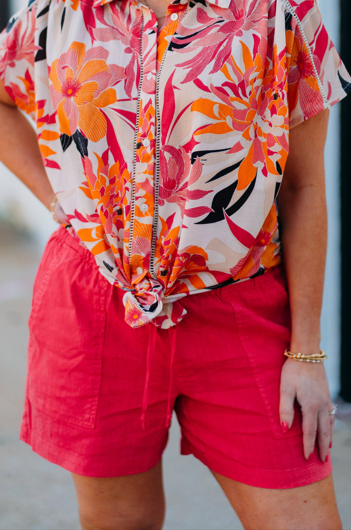 Kut: Katana High Rise Short Drawstring in Watermelon