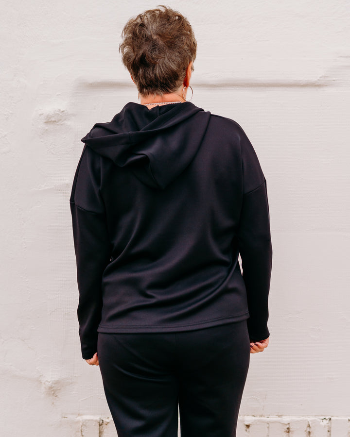 Frank Lyman: Black Knit Top Hoodie 253776