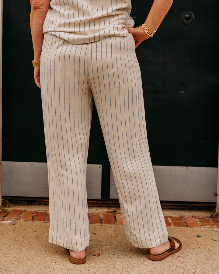 Multiples: Drawstring Elastic WaistCrop Pant W/Inseam Pockets in Flax (M26713PM) - The Vogue Boutique