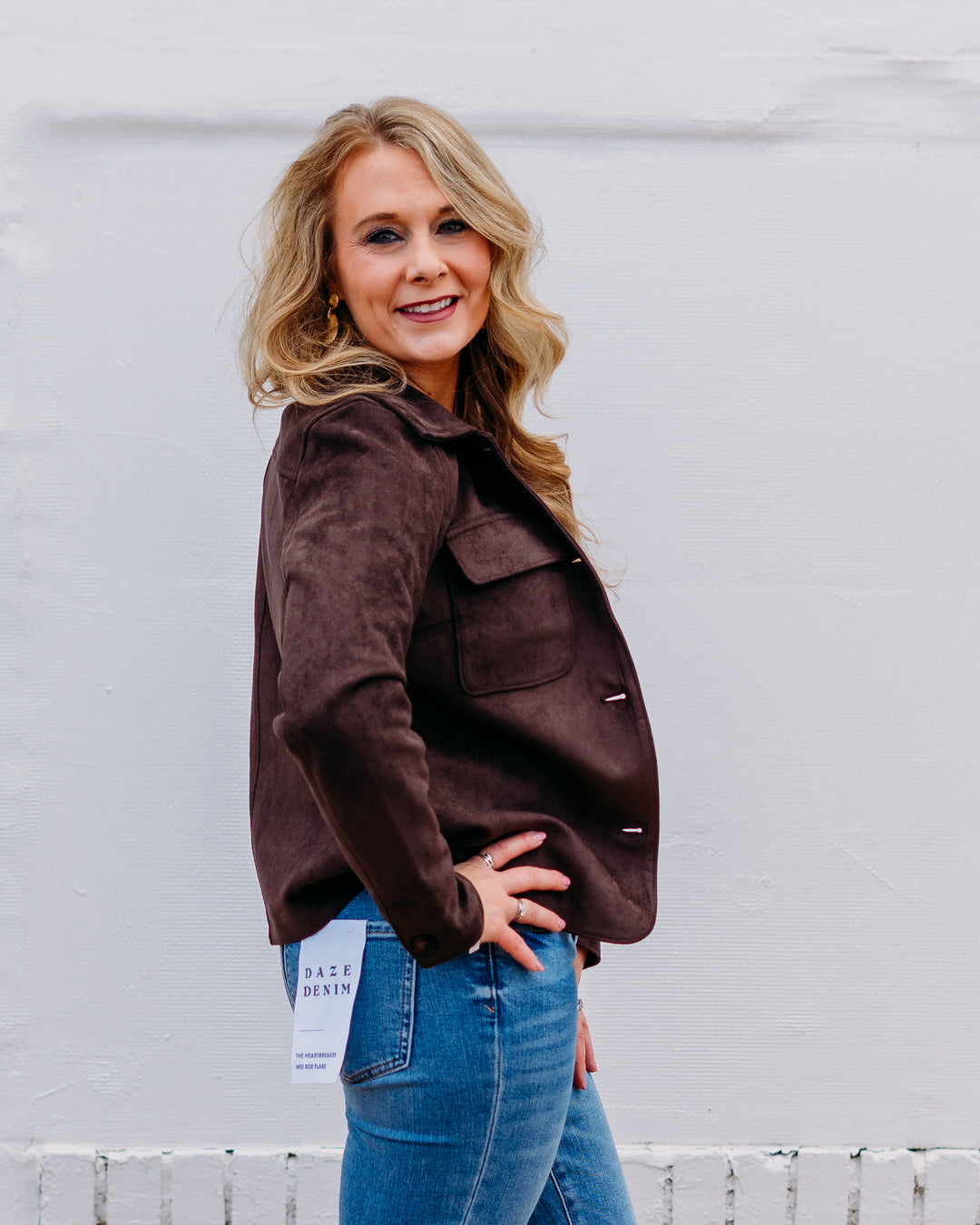 French Dressing Jeans: Brown Faux Suede Jacket 1926159