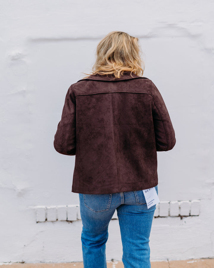 French Dressing Jeans: Brown Faux Suede Jacket 1926159