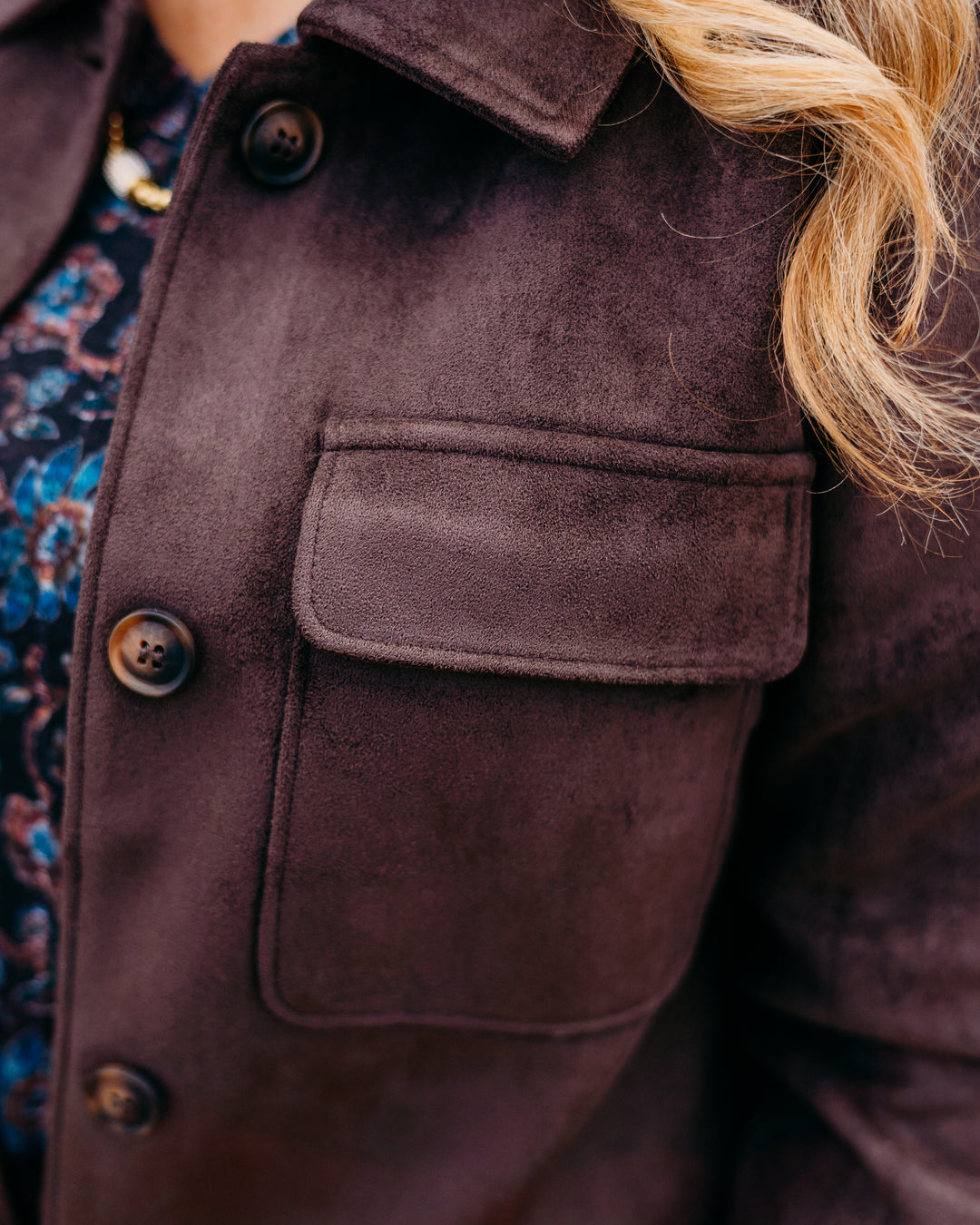 French Dressing Jeans: Brown Faux Suede Jacket 1926159