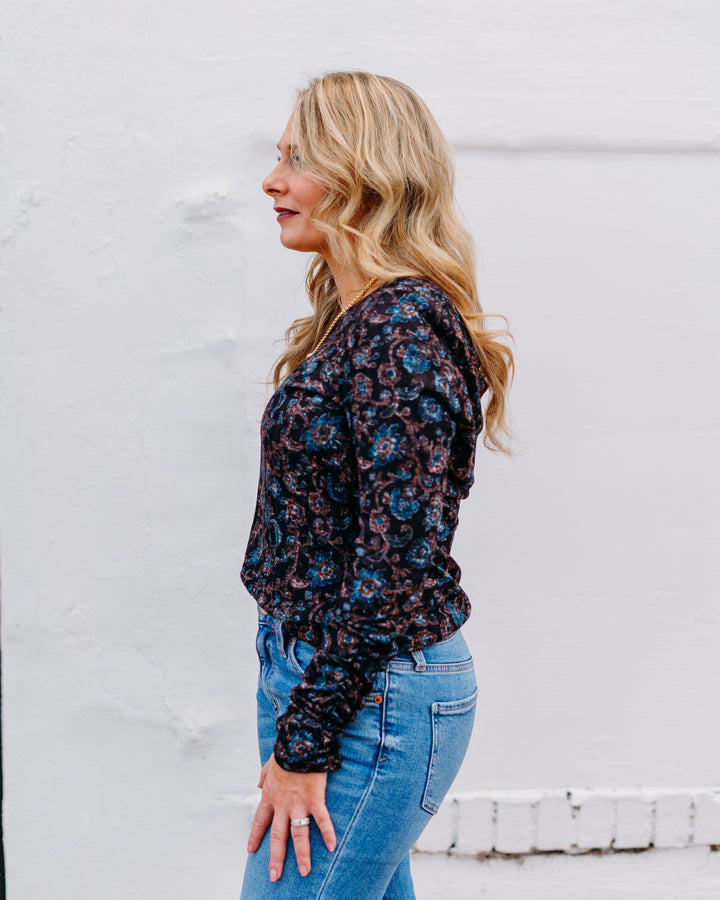 French Dressing Jeans: Black Crest Floral Long Sleeve Top 3184508