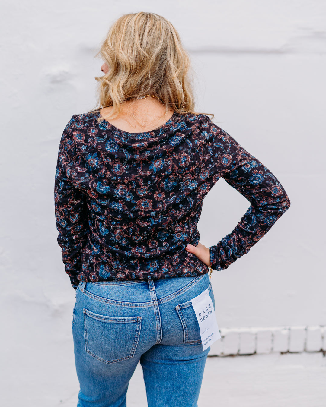 French Dressing Jeans: Black Crest Floral Long Sleeve Top 3184508
