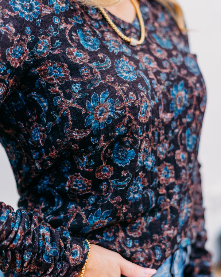 French Dressing Jeans: Black Crest Floral Long Sleeve Top 3184508