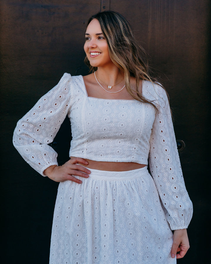 Z Supply: Bria Eyelet Top in White (ZT261405) - The Vogue Boutique