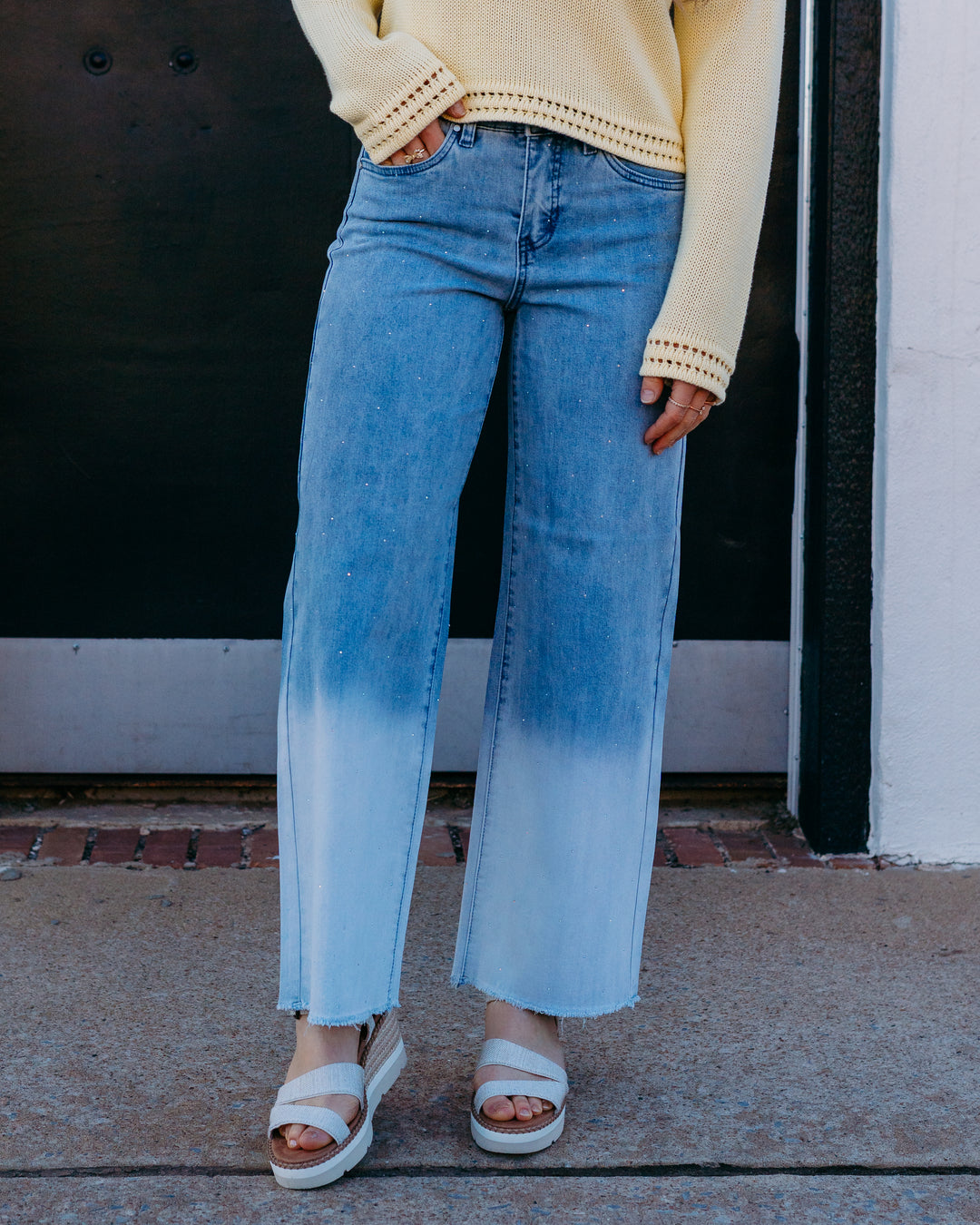 French Dressing Jeans: Christina Wide Ankle in Light Blue (5198779) - The Vogue Boutique