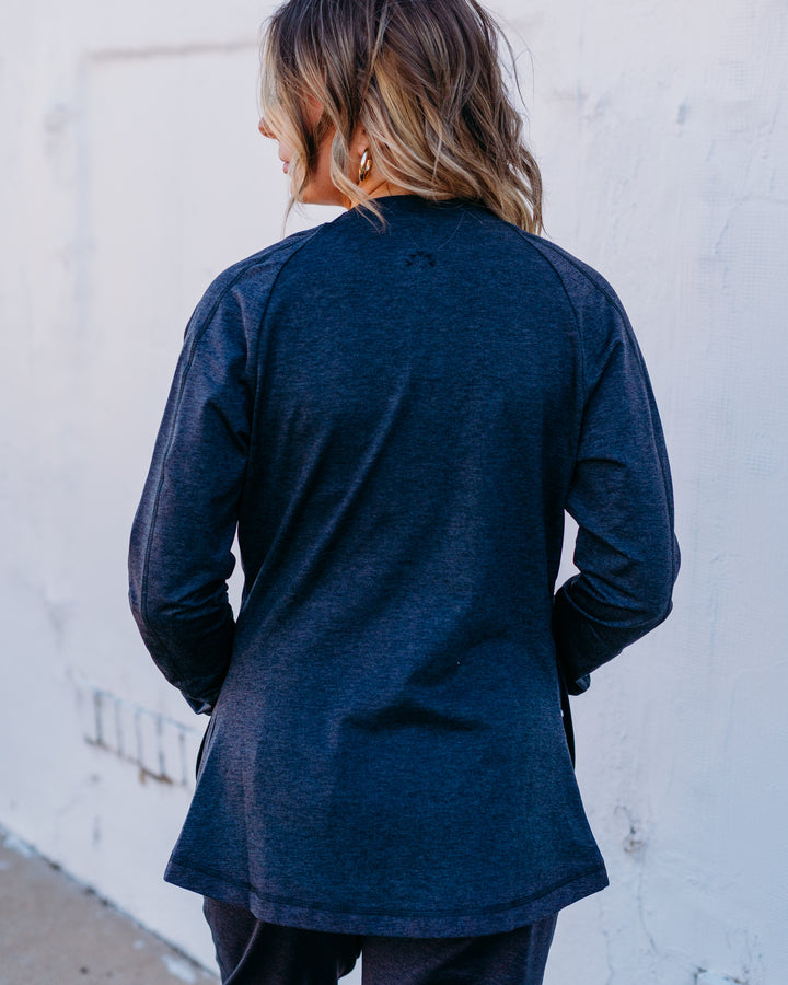 Varley: Marja Zip Through Midlayer in Black Marl (VAR02449)