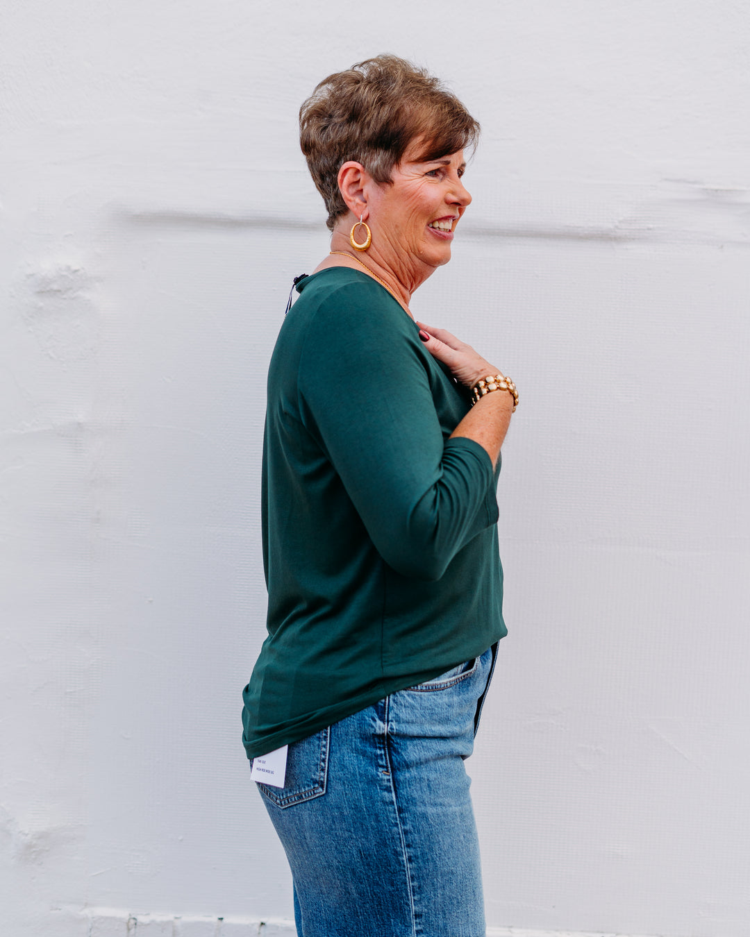 French Dressing Jeans: Spruce 3/4 Sleeve V-Neck Top 3318756