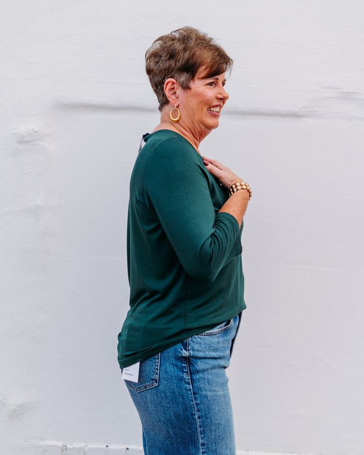 French Dressing Jeans: Spruce 3/4 Sleeve V-Neck Top 3318756