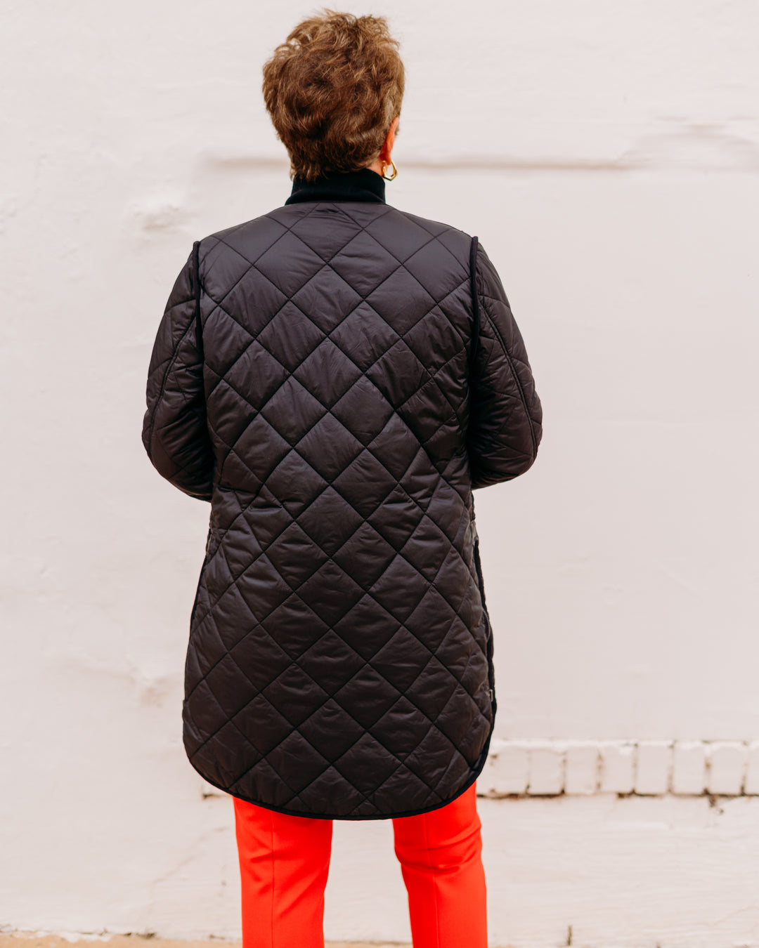 Charlie B: Reversible Long Puffer Jacket in Black