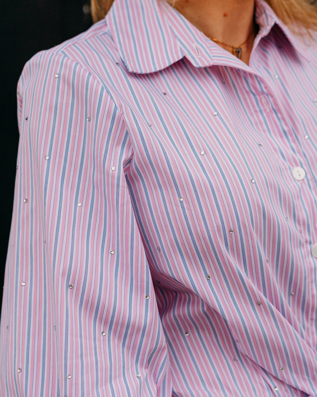 Karen Kane: Stripe Tie Front Top in Pink (1L51801)