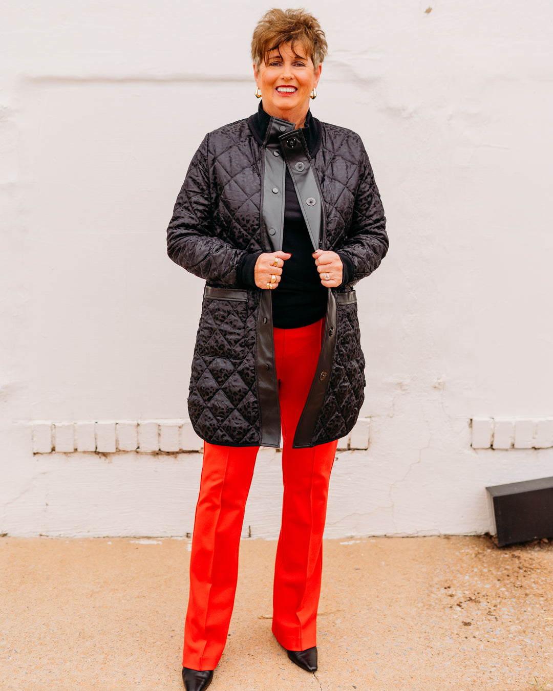 Charlie B: Reversible Long Puffer Jacket in Black