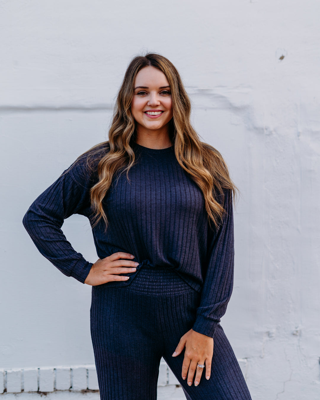 Z Supply: Daydream Rib Ls Top in Black Sand