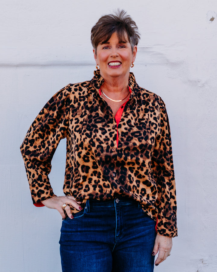 Jodifl: Blouse in Red/Animal