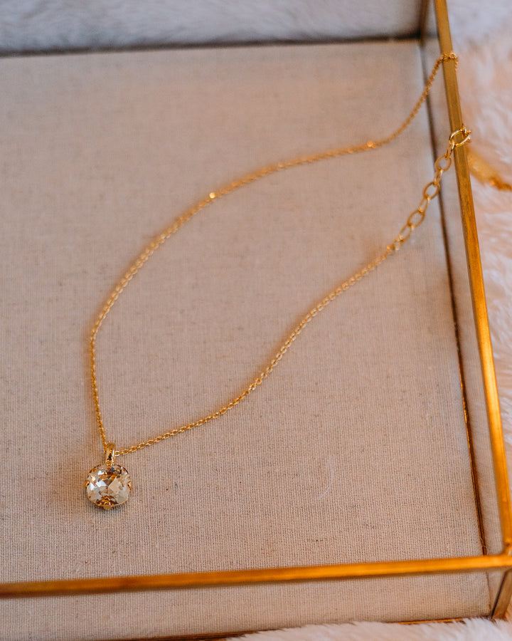 Mariana: Clear One Stone Large Necklace - N-5326/4-001MOL-YG