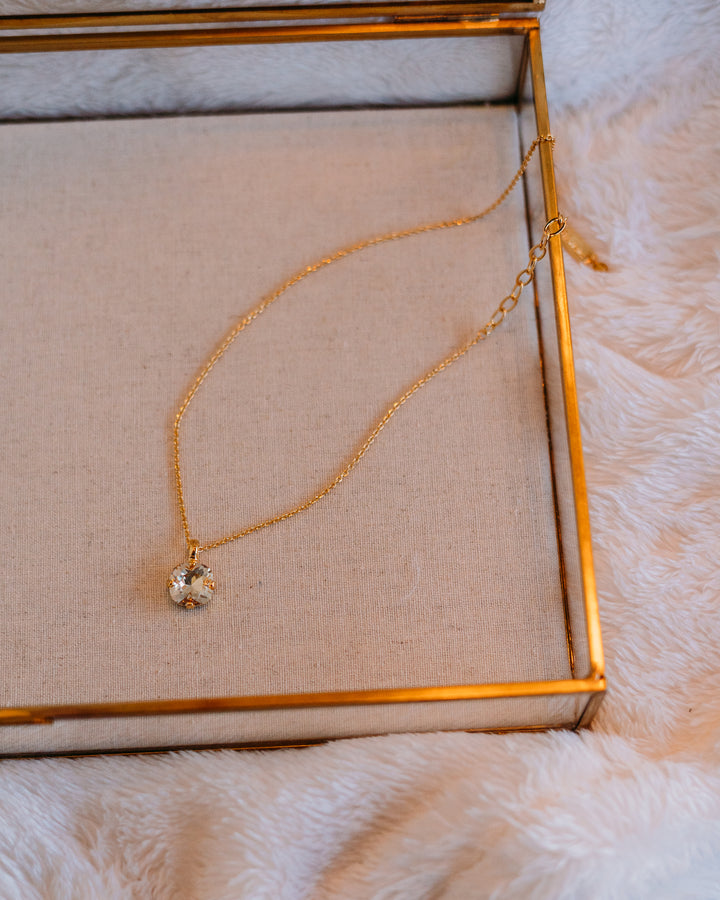 Mariana: Clear One Stone Large Necklace - N-5326/4-001MOL-YG