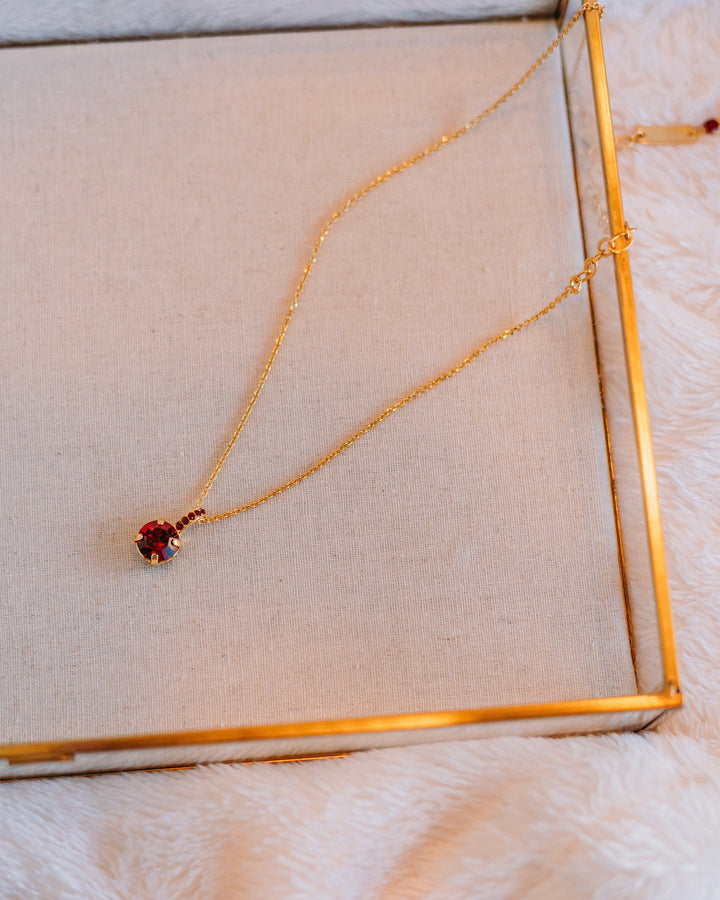 Mariana: Siam Red One Stone Necklace in Gold - N-5056-208208-YG