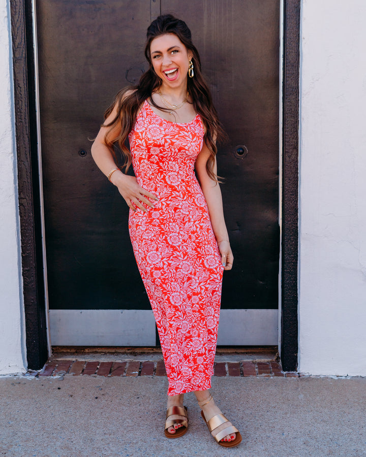 Z Supply: Charisma Ona Floral Midi Dress in Lychee