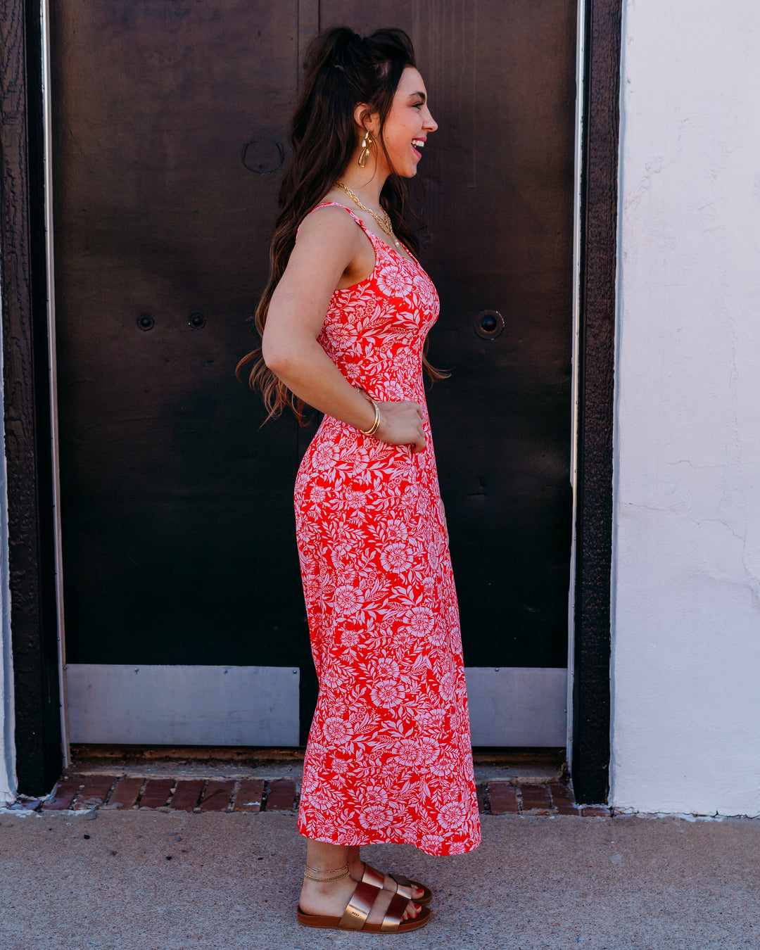 Z Supply: Charisma Ona Floral Midi Dress in Lychee