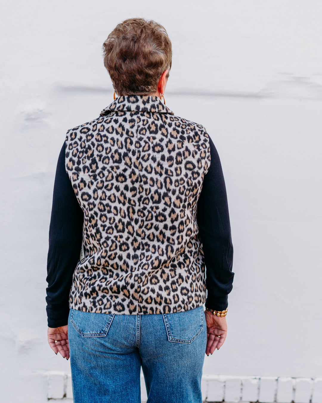 A La Carte: Notch Collar Animal Jacquard Vest in Neuani