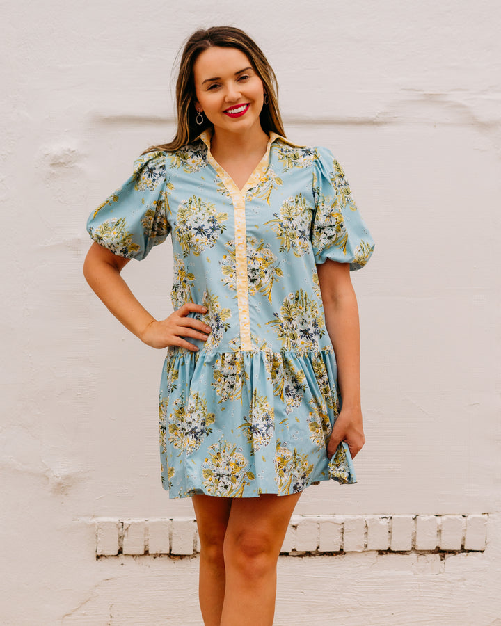 Ivy Jane: Banded Front Dress In Blue (74614) - The Vogue Boutique