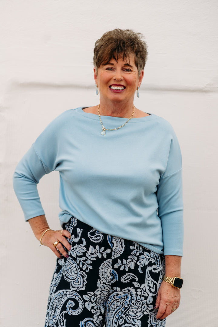 Karen Kane: Boatneck Top in Lake Blue