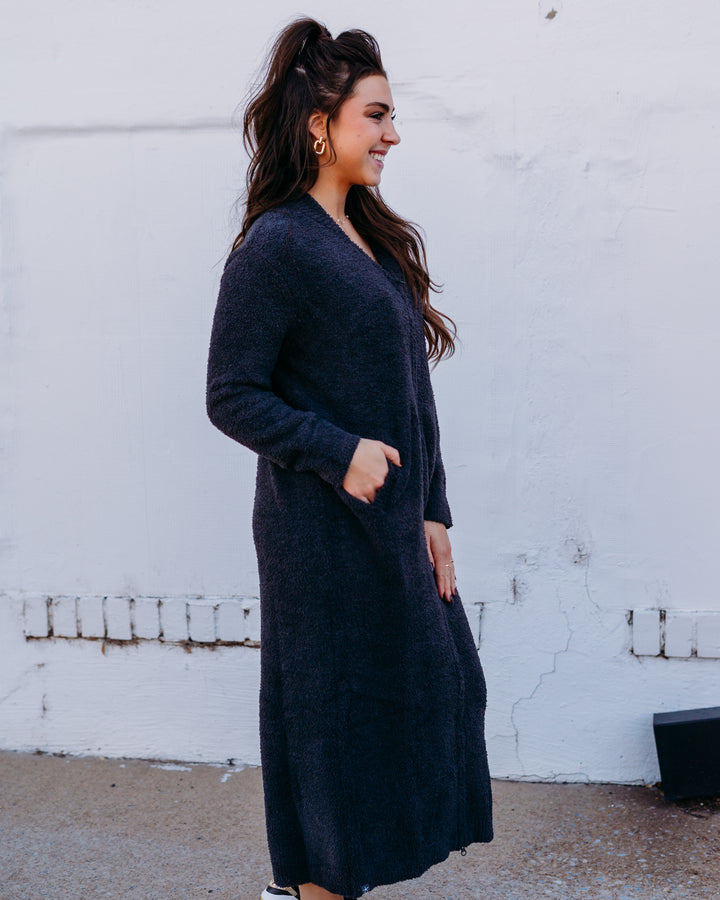 Barefoot Dreams: CozyChic Full Zip V-neck in Carbon