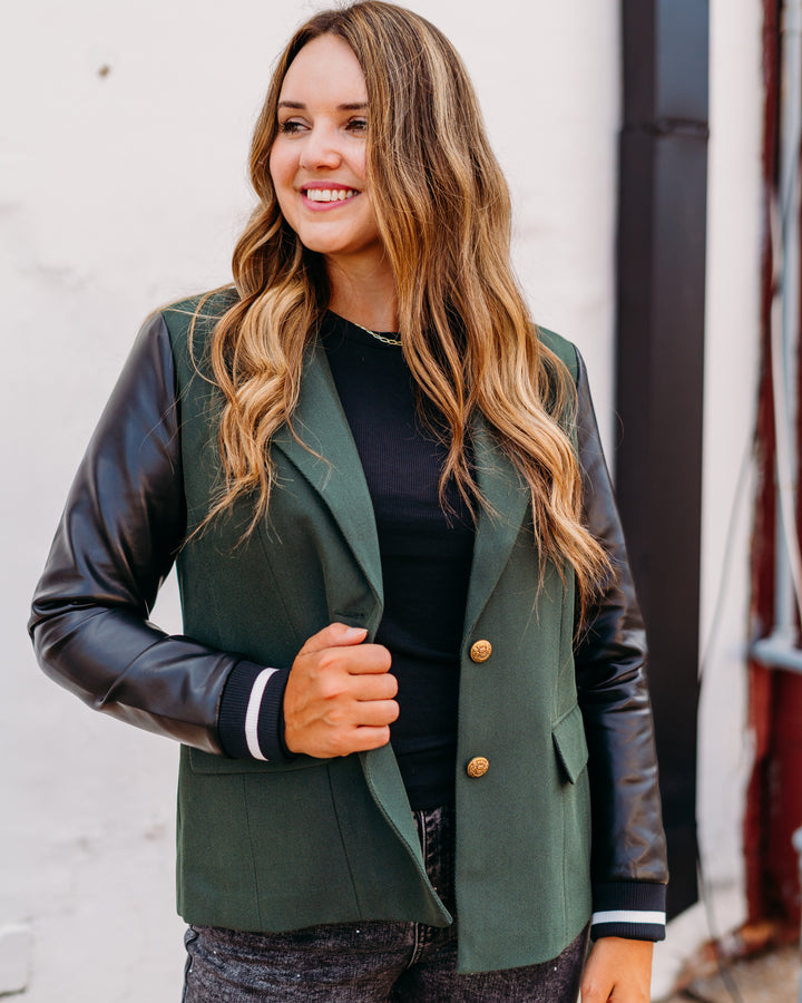 French Dressing Jeans: Spruce Mixed Media Blazer 1106073