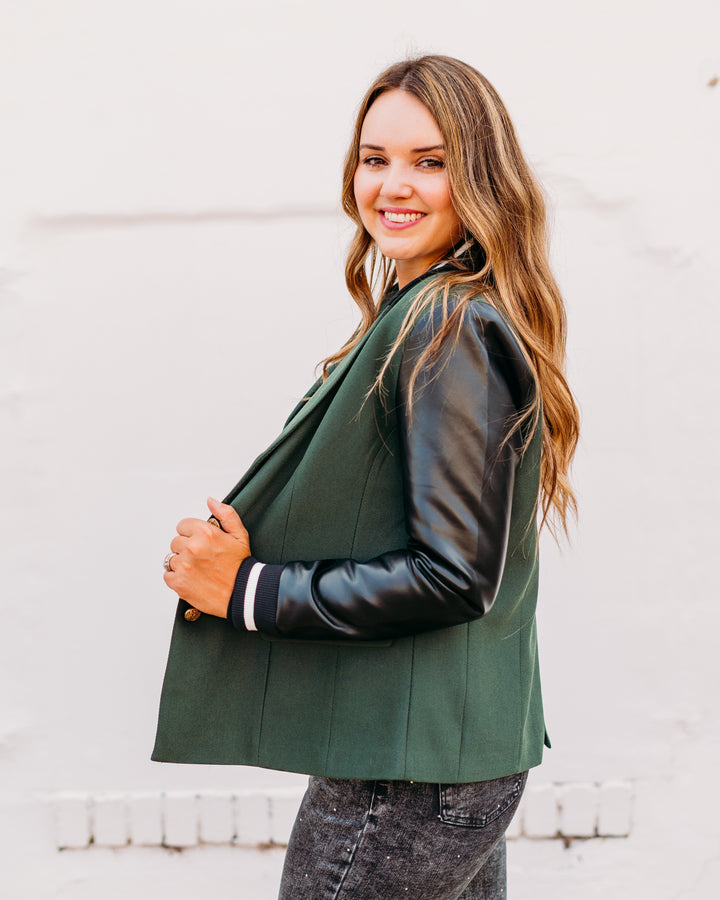 French Dressing Jeans: Spruce Mixed Media Blazer 1106073