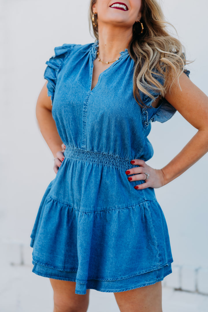 Steve Madden: Prairie Dream Dress in Chambray Blue