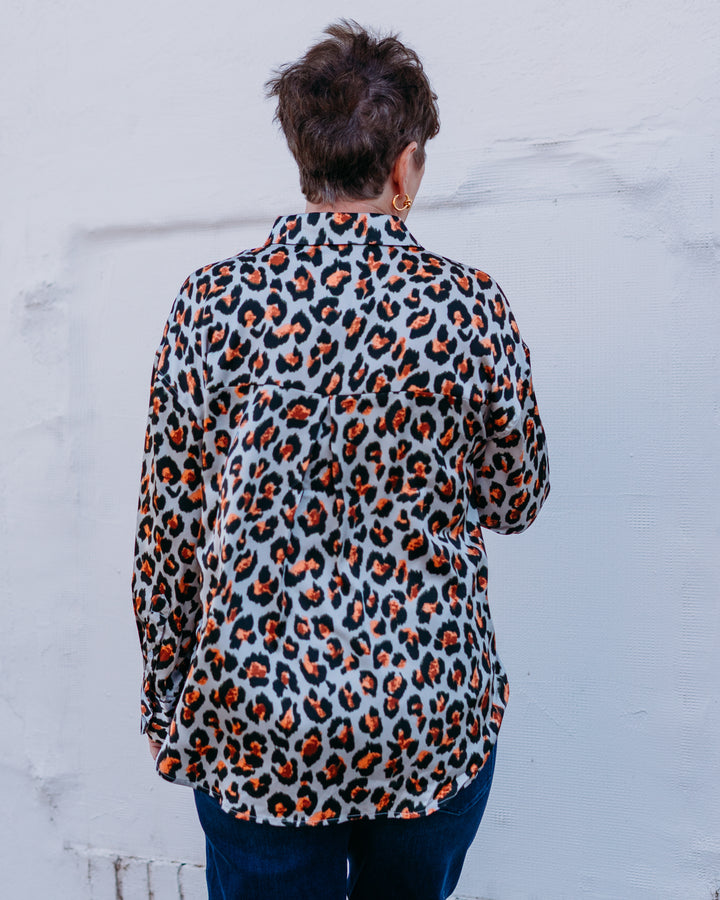 Joy Joy: Leopard Oversized Blouse in Molten (75K7615)