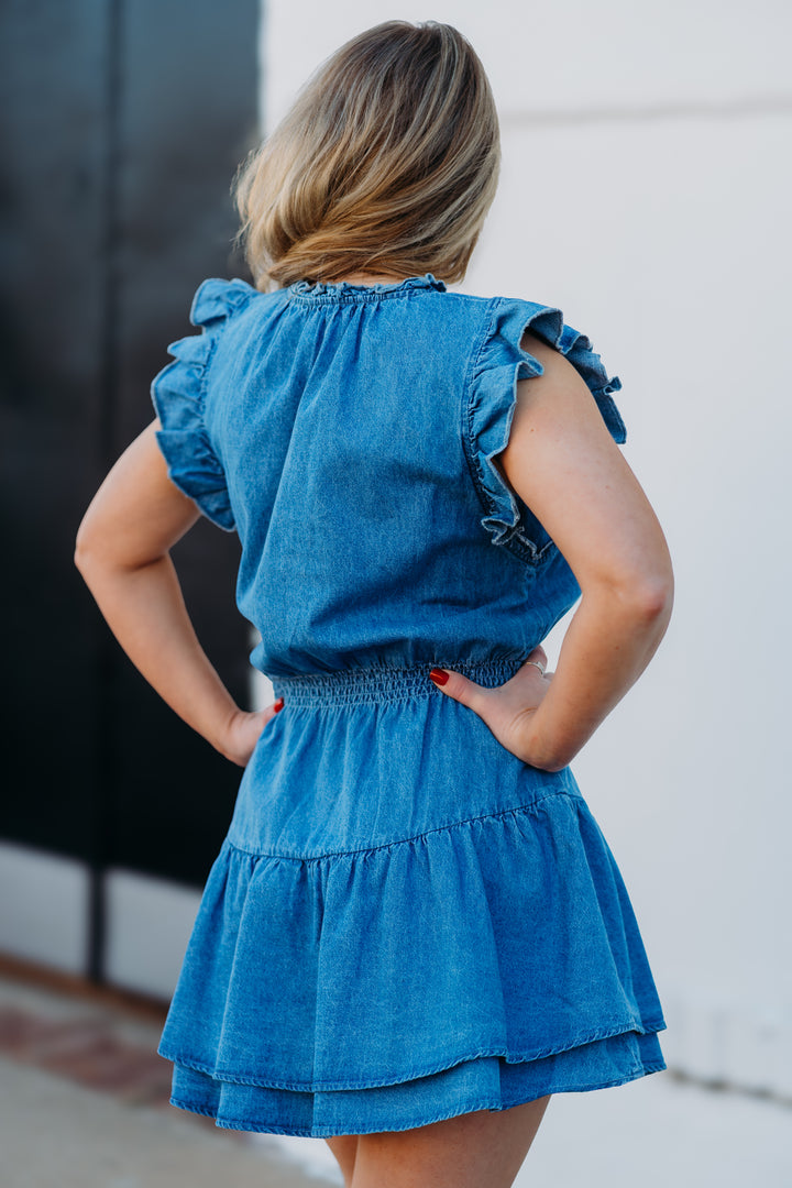 Steve Madden: Prairie Dream Dress in Chambray Blue