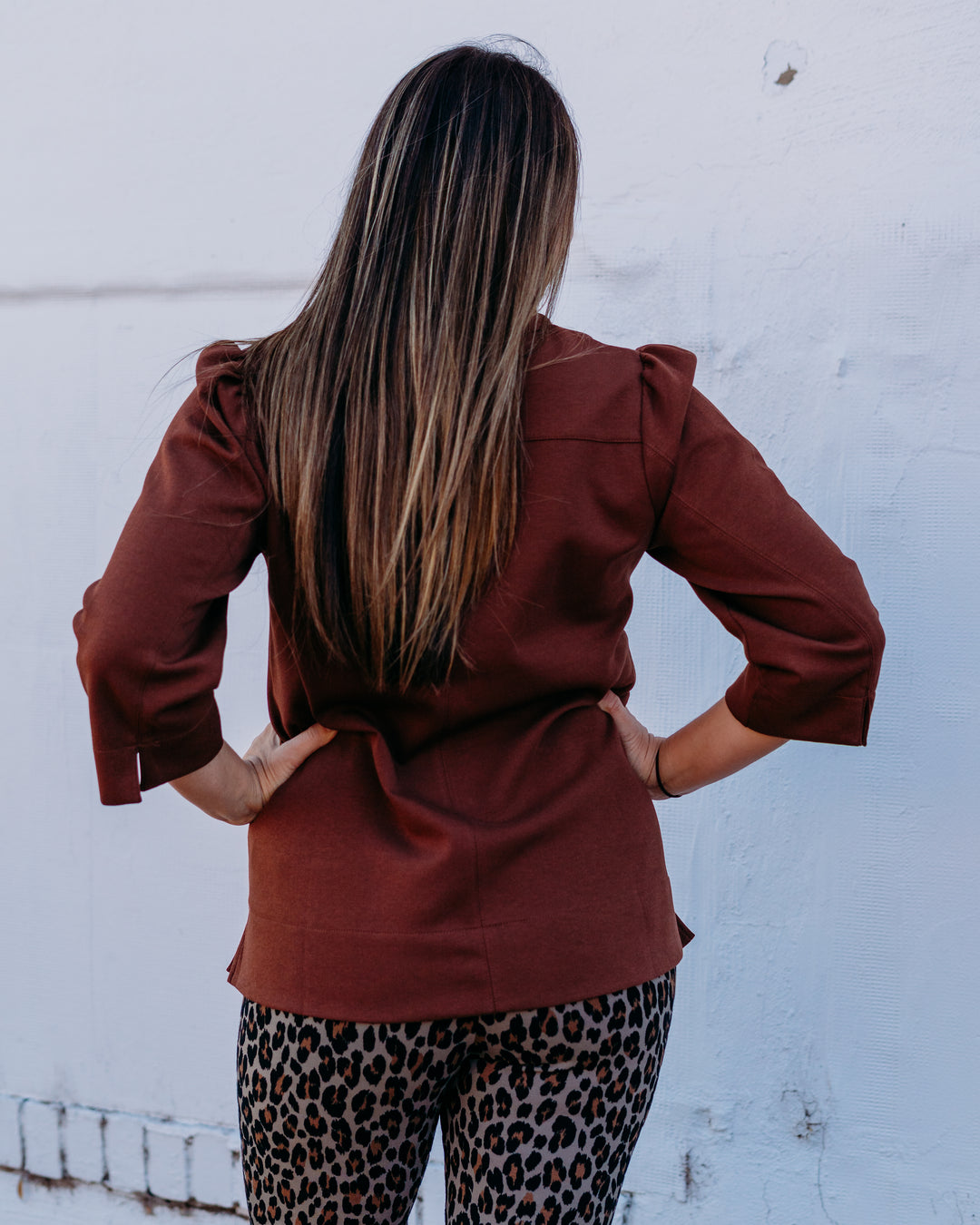 Jodifl: 3/4 Sleeve Sweater in Brown (B12982)