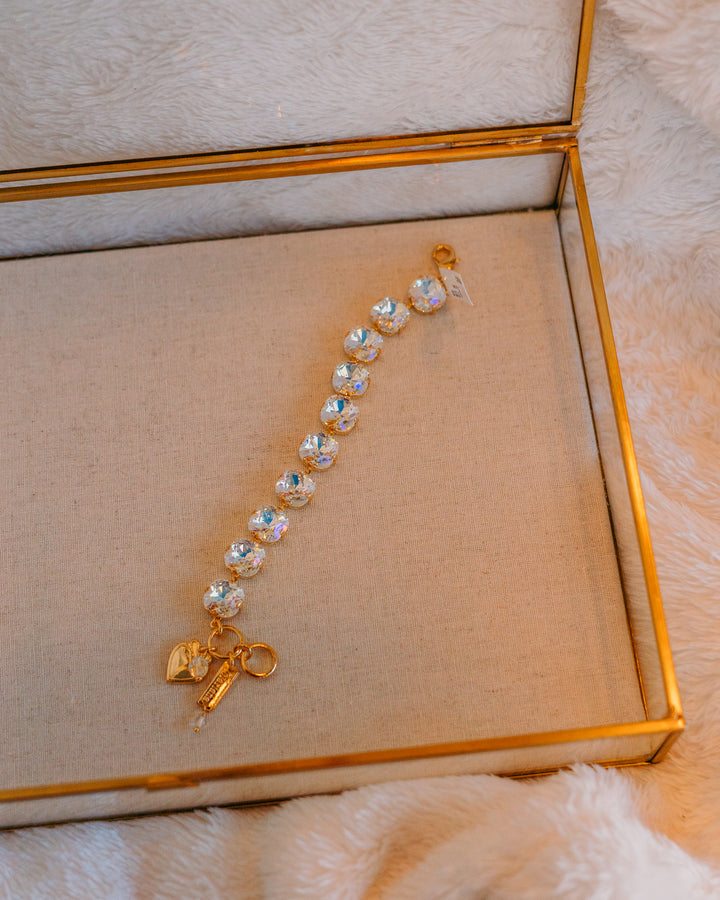 Mariana: Clear Large Stone Bracelet  - B-4326/2-001MOL-YG