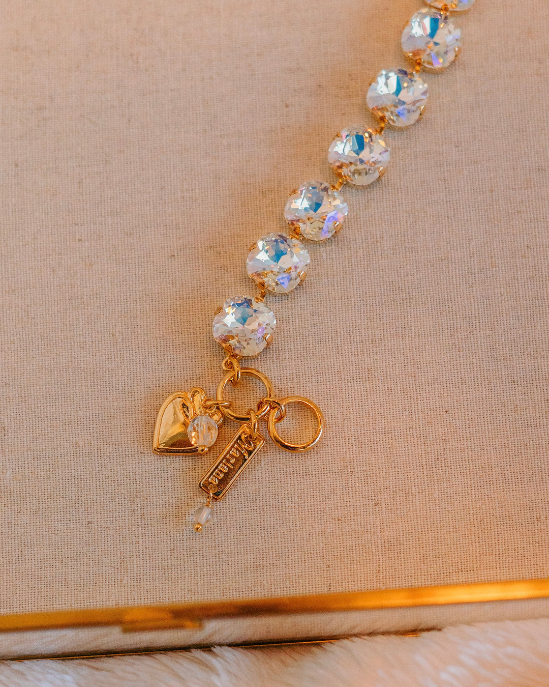 Mariana: Clear Large Stone Bracelet  - B-4326/2-001MOL-YG