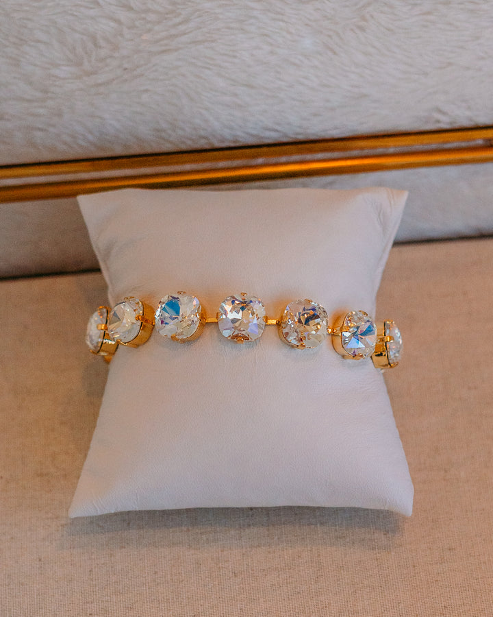 Mariana: Clear Large Stone Bracelet  - B-4326/2-001MOL-YG