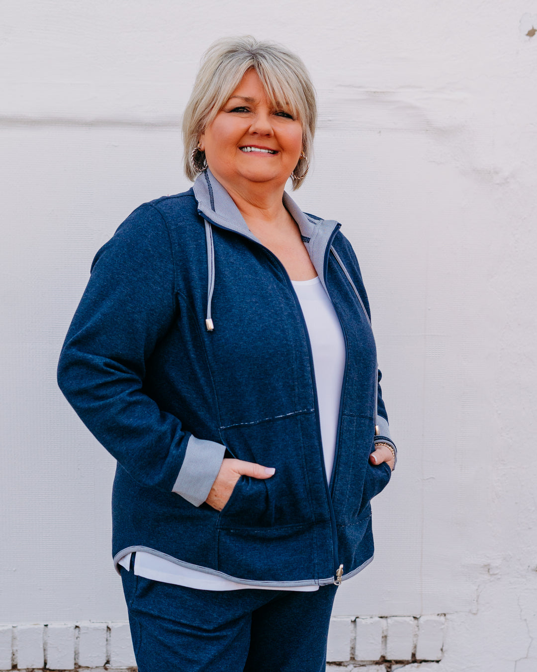 Multiples: Cuffed Long Sleeve Reversible Jacket (Spring Tide) (M16301JM) - The Vogue Boutique