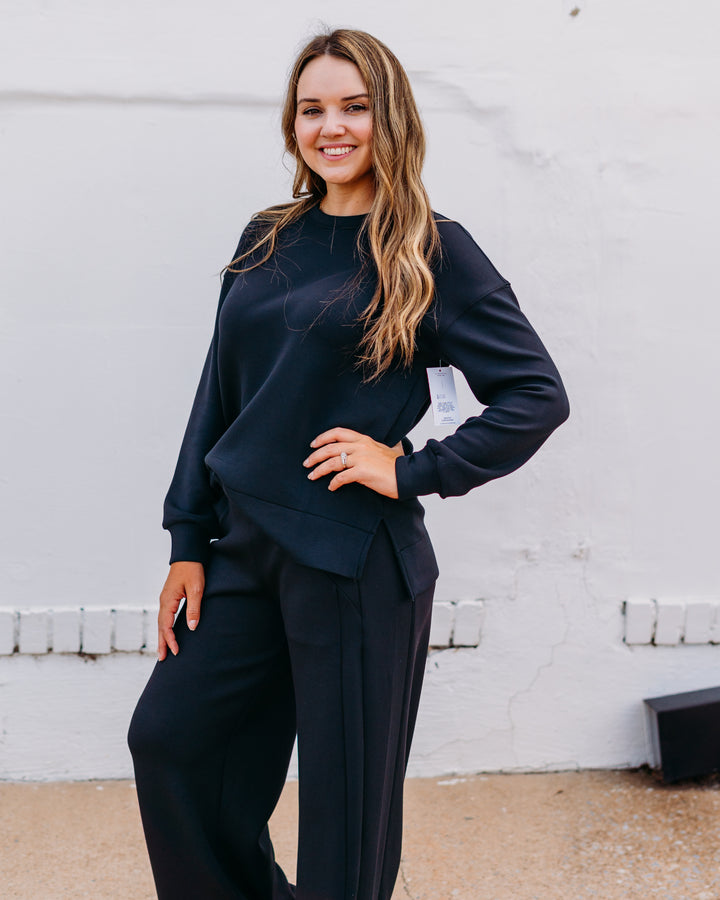 Spanx: Brushed AE Crewneck Top in Very Black 21606R