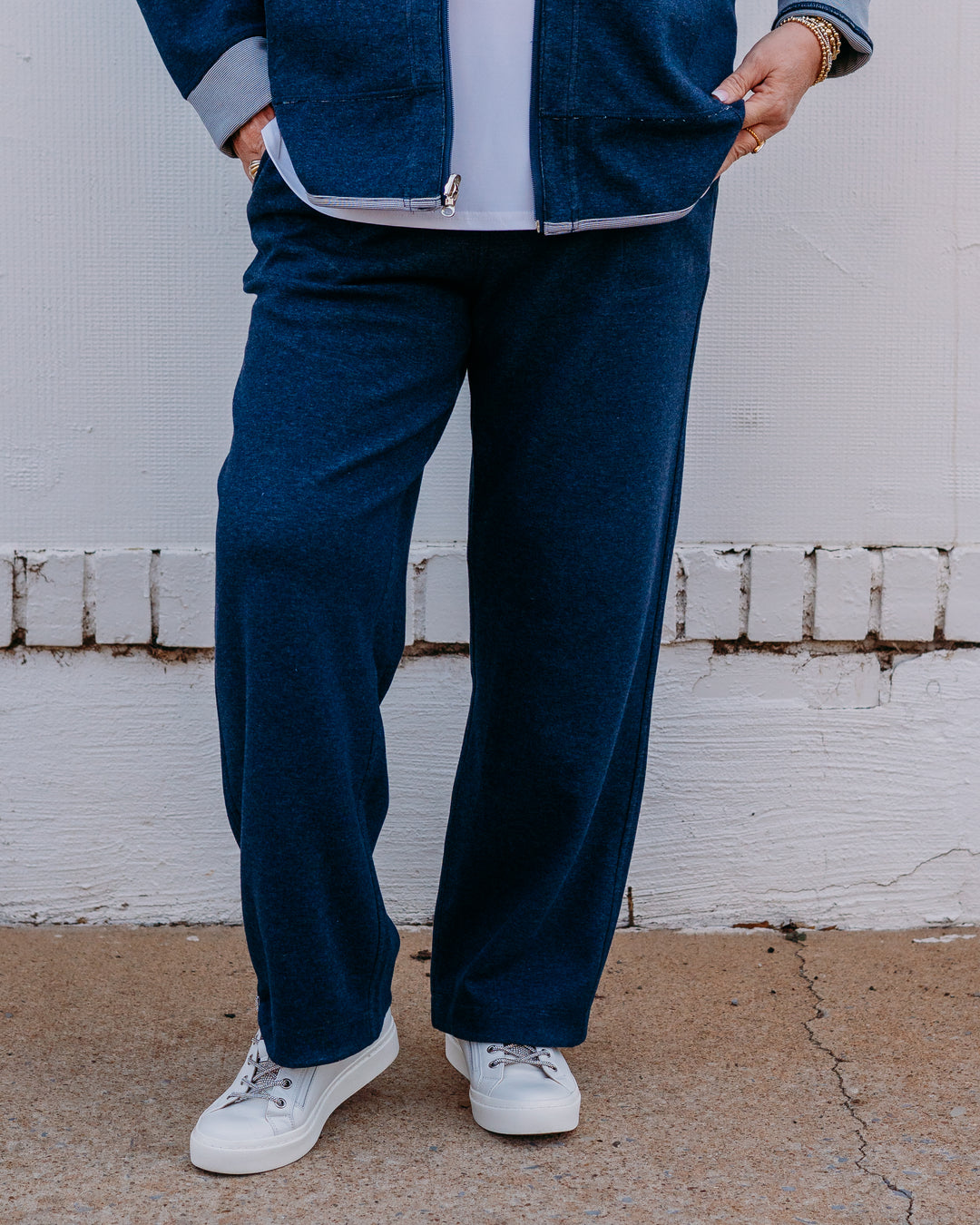 Multiples: Elastic Waist Lounge Ankle Pant (Spring Tide) (M16302PM) - The Vogue Boutique