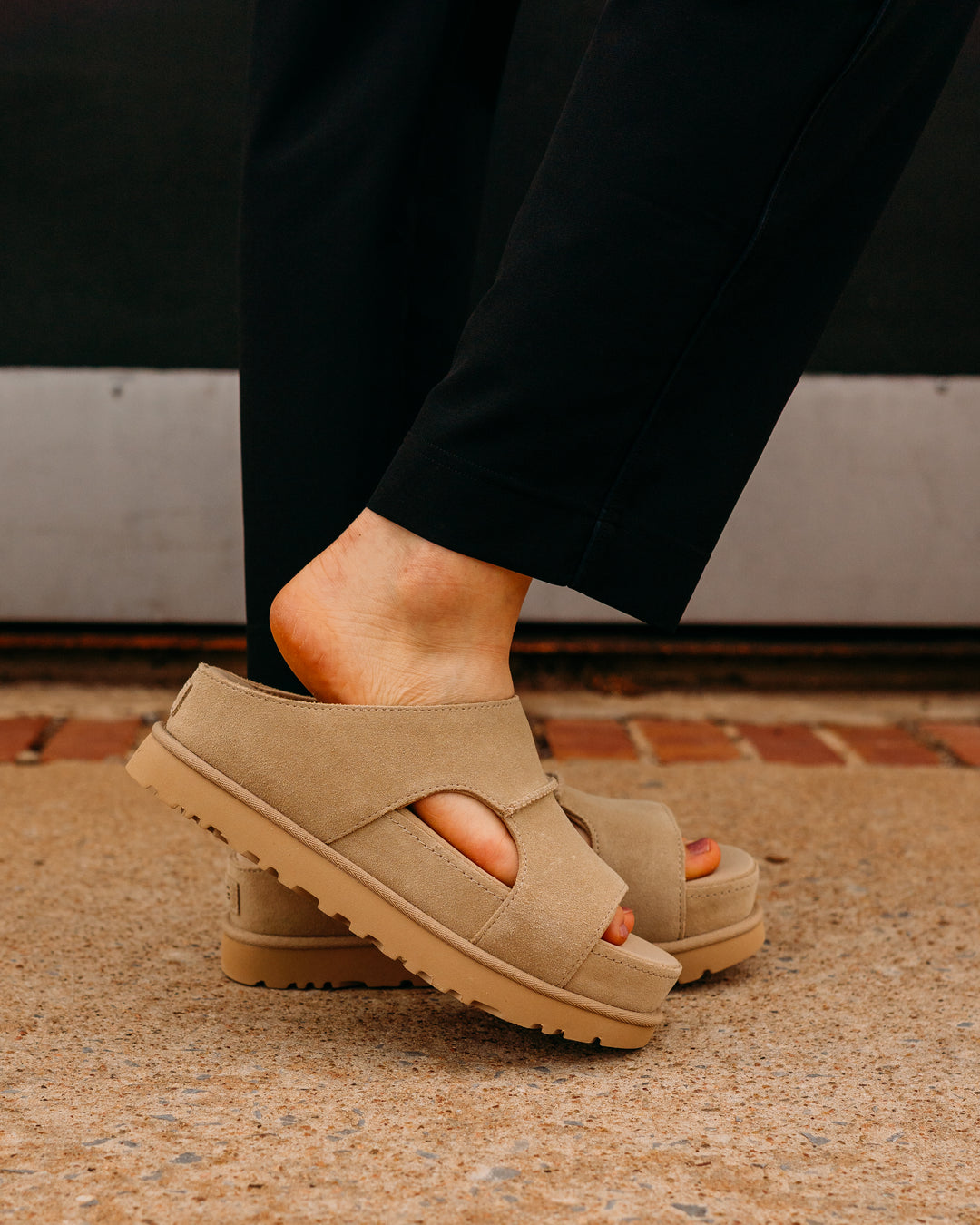 UGG: W Goldenstar Hi Cutout Slide in Sand - The Vogue Boutique