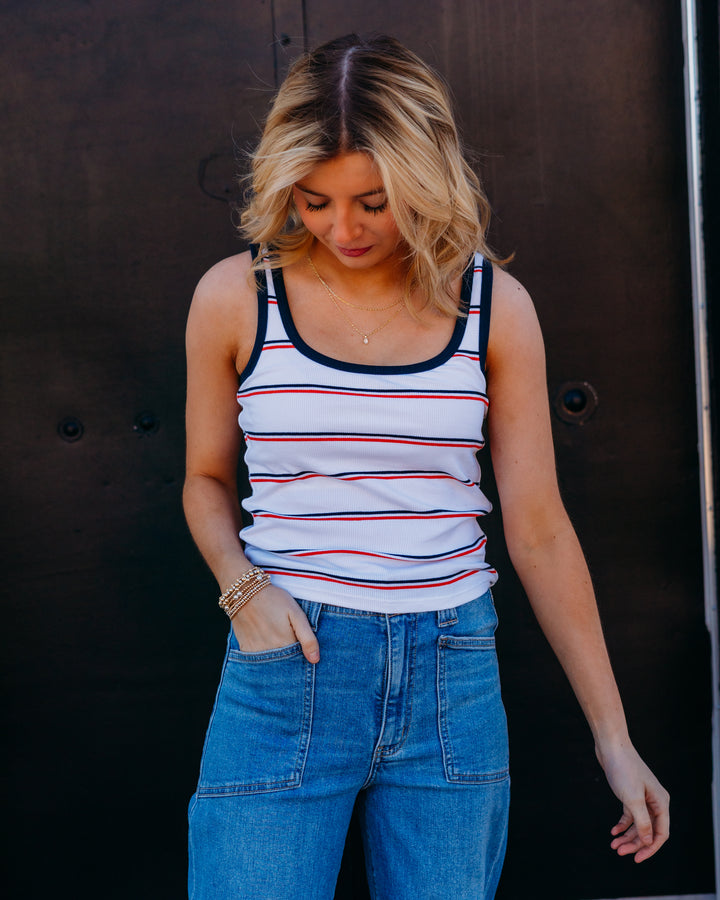 Z Supply: Fisher Striped Rib Tank in White